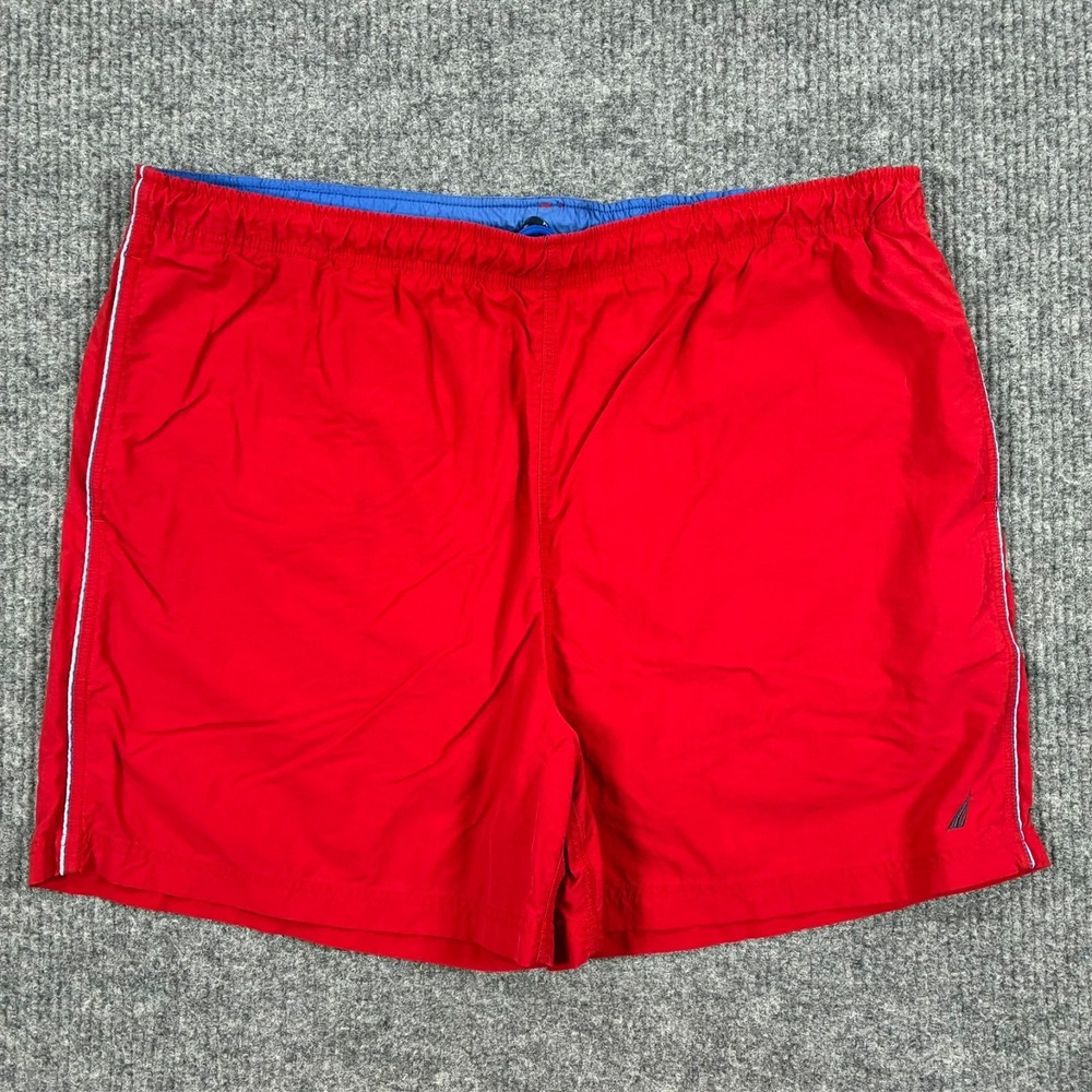 Nautica Mens Swim Trunks Shorts Red Mesh Lined Size 2XL Beach Swimwear